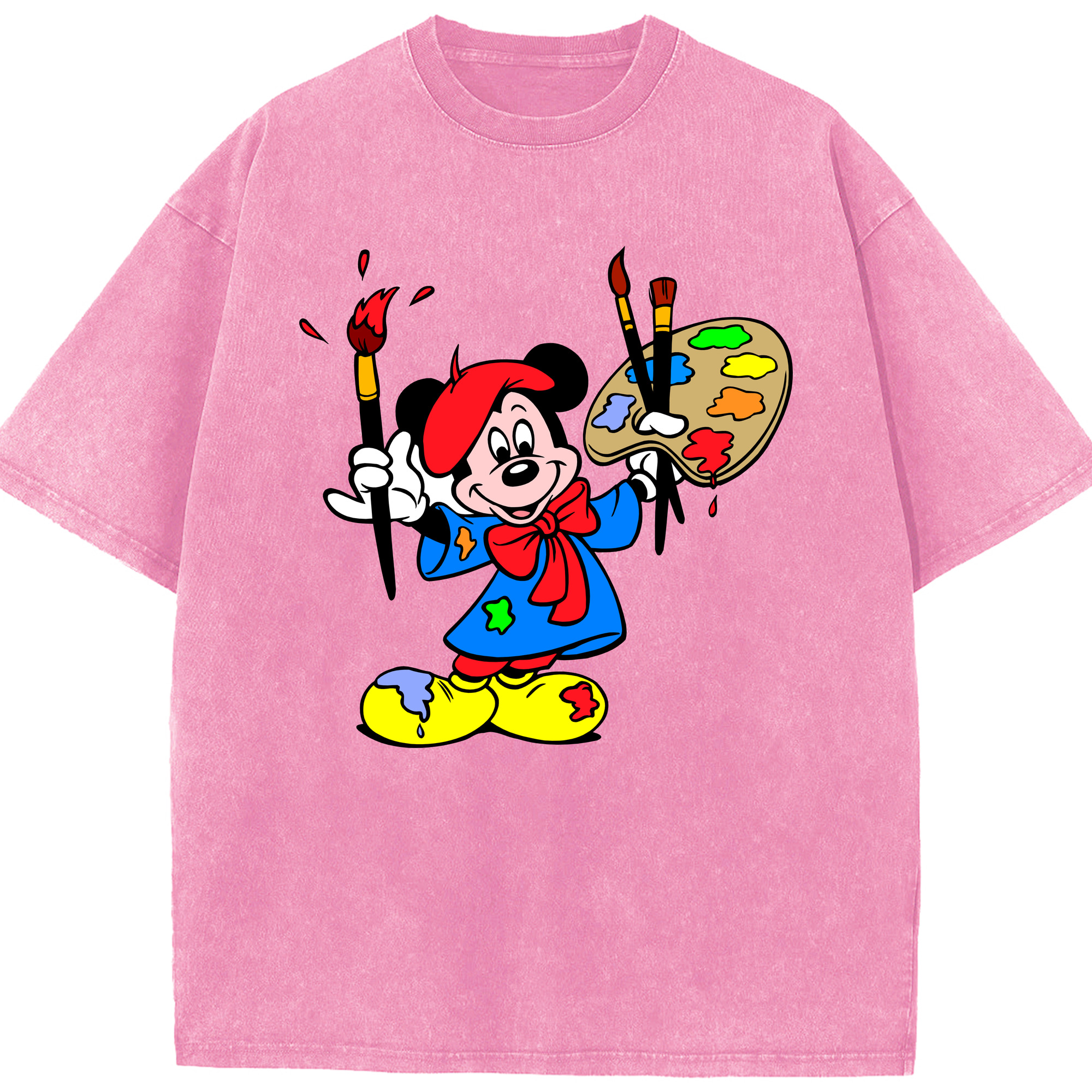（画像用） ミッキーマウス Mickey Mouse 綿100% ヴィンテージ風 半袖Tシャツ（フロントプリント）